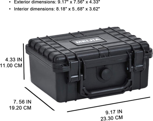 MEIJIA Portable IP67 Waterproof Hard Case - Elegant Black Camera Case with Customizable Fit Foam Insert