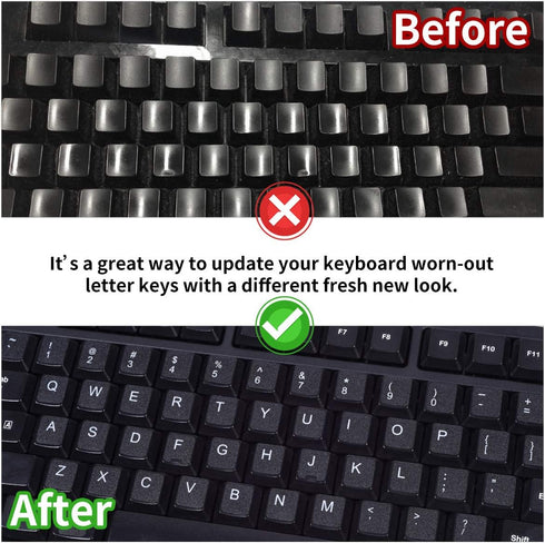 CaseBuy 2 Pack English Keyboard Stickers, Replacement Keyboard Letters Sticker with White Font on Black Background