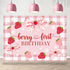 Berry First Birthday Backdrop for Girl Pink Bowknot Strawberry Photography Background Sweet