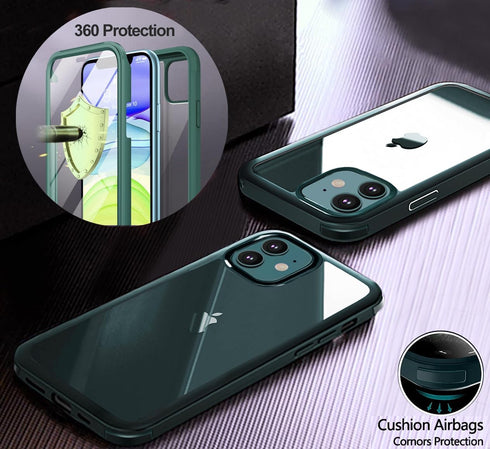 UBUNU for iPhone 12/iPhone 12 Pro Case with Screen Protector, Built-in Tempered Glass, 2024 Upgraded Dual Layer Clear