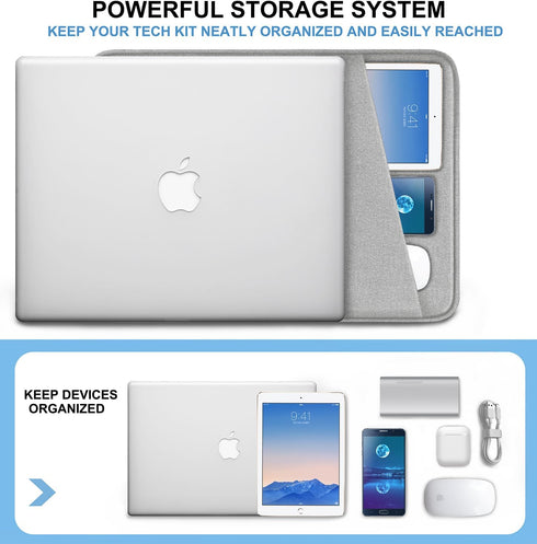 13.3 Inch Laptop Sleeve Case, Shockproof Protective Cover with Accessories Pocket, Compatible with MacBook Air/Pro