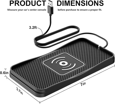 Gumnay 15W 17/16/15/14/13/12, Car Wireless Charger Pad, Fast Wireless Car Charger, Non-Slip Wireless Phone Charger Car