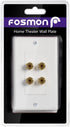 Fosmon Home Theater Wall Plate - Premium Gold Plated Copper Banana Binding Post Coupler Type (White) (Two Speaker)