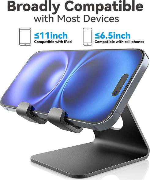 TOPGO 2 Pack 17 16 15 14 13 12 Cell Phone Stand, Phone Dock, Cradle, Holder, Aluminum Desktop Phone Stand with Cable