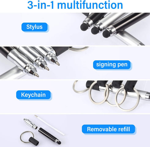 Outus 4 Pieces Mini Stylus Pen with Keyring Loop, 3-in-1 Accessory Bullet Capacitive Keychain Stylus Tablet Pen