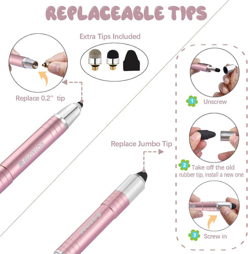 Easy Grip Kids Stylus Pen for iPad, iPhone, Chromebook, Android, Fire Edition Tablet - Capacitive Touch Screen - Rose