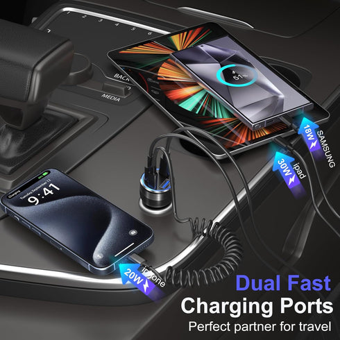 Car Charger Adapter 5 Pack, Bangfun 65W Multi Port 12V USB C & USB A Fast Charging Cigarette Lighter Charger for iPhone