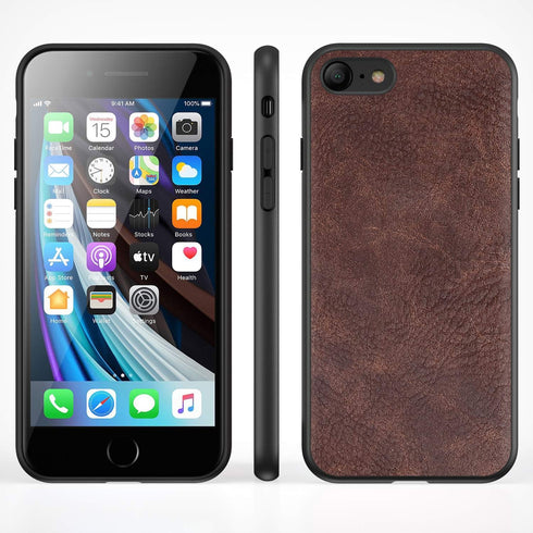 SALAWAT iPhone SE 2020 Case, Slim PU Leather Vintage Shockproof Cover for 4.7 inch (Dark Brown)