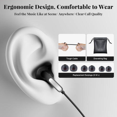 USB C Headphones, Type C Earphones for Samsung S24/S24 Plus/S24 Ultra Wired Earbuds with Microphone Volume Stereo