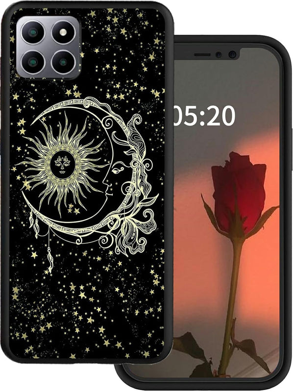 Rossy for Boost Mobile Celero 5G Plus Case - Slim Soft TPU Silicone Shockproof Protective Cover with Glitter Moon Sun
