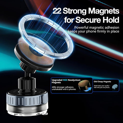 Jxtarar 2025 720 Upgrade Vacuum Magnetic Phone Holder, Retatable Suction Cup Phone Mount, Strong Magnetic Cell Phone