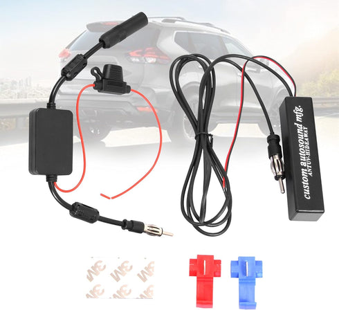 KSaAuto 12V Car Antenna Booster Stereo FM AM Radio Signal Amplifier Amp for