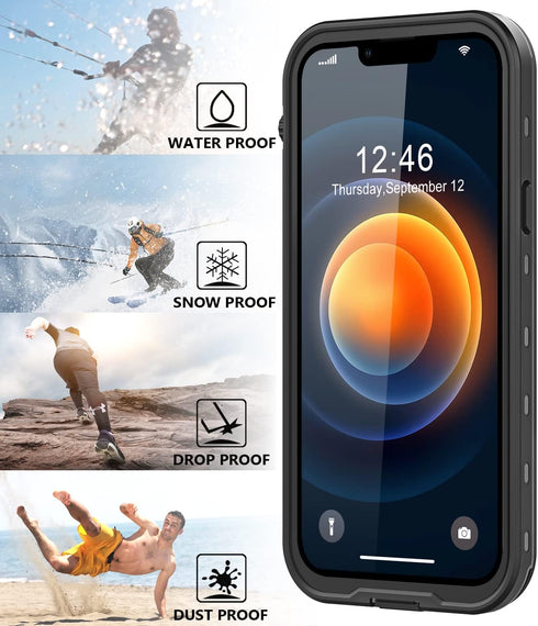 Waterproof Case for iPhone 12 Mini with Built-in Screen Protector, Shockproof Dustproof IP68 Full Body Protection