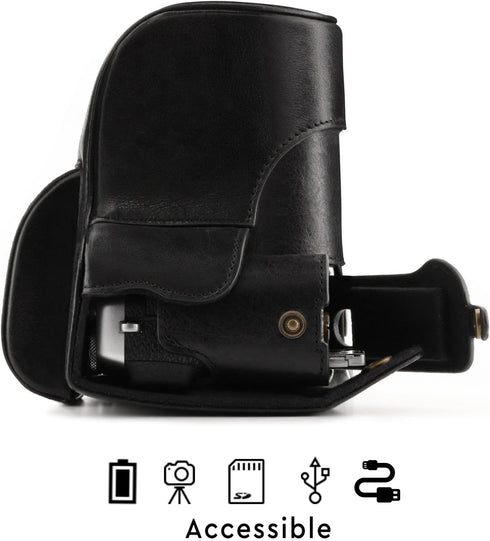 MegaGear Leather Camera Case for Fujifilm X-E3 with 23mm & 18-55mm Lens