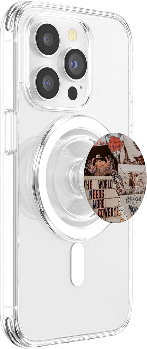 PopSockets PopGrip for MagSafe - Retro Western Cowgirl Collage Aesthetic Cowboy Yeehaw Trendy