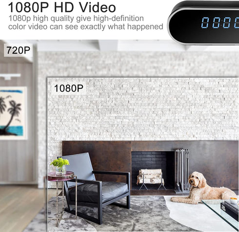 HD 1080P WiFi Alarm Clock Camera with Night Vision, Motion Detection, Loop Recording, Wireless Security Nanny Cam for