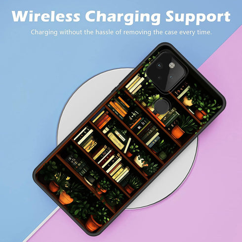smauncucn 4a 4G 4a 4G,Bookshelf for Pixel Case,Premium TPU Ultra Thin Flexible Shock Absorbent Silicone Rubber