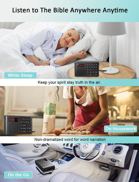 iGuerburn 26H KJV Audio Bible Player for Seniors, Electronic Bible Old & New Testament in King James Version, Easy Read