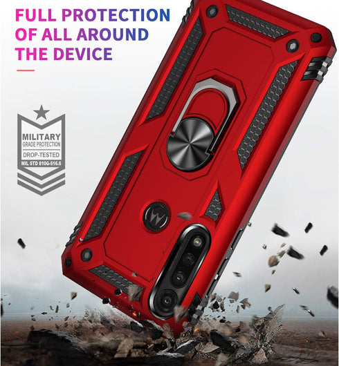 TJS Compatible with Motorola Moto G Power (2020) Case, with Tempered Glass Screen Protector, Heavy Duty Drop Protector