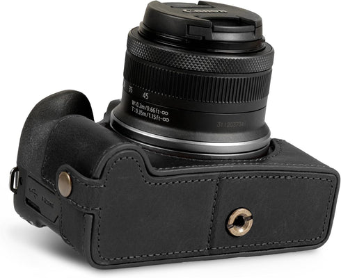 MegaGear Ever Ready Genuine Leather Half Camera Case for Canon EOS R100 - Black