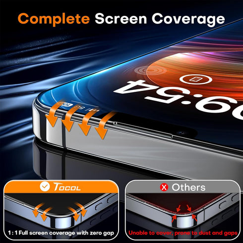 TOCOL for iPhone 14 Screen Protector, 9H+ Hardness Tempered Glass Full Coverage, Easy Installation (2 Pack) with True