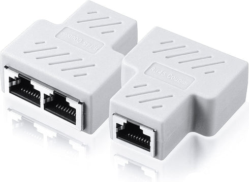 VizGiz 2 Pack RJ45 Splitter 1 to 2 Port T Adapter Female Socket