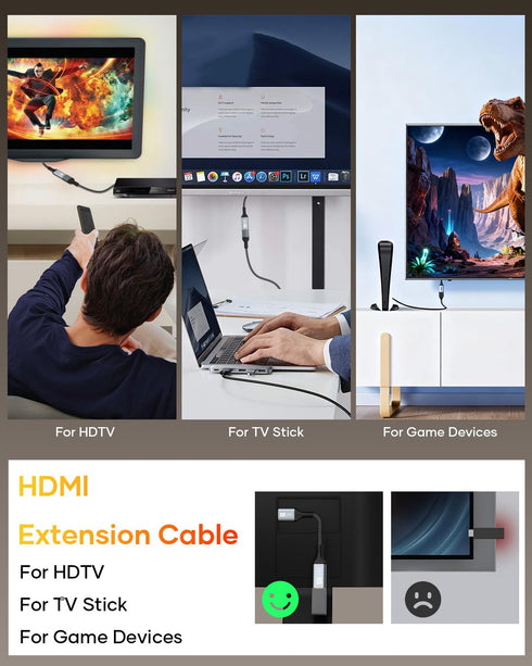8K 2.1 8K@60Hz, 4K@120Hz, 3D, Monitor-1.6 HDMI Extension Cable, HDMI Male to Female Adapter Extension Cord HDR