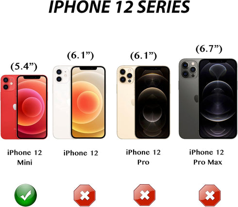 WallSkiN Case for iPhone 12 Mini (5.4"), Heavy Duty Full Body Military Grade Drop Protection Holder