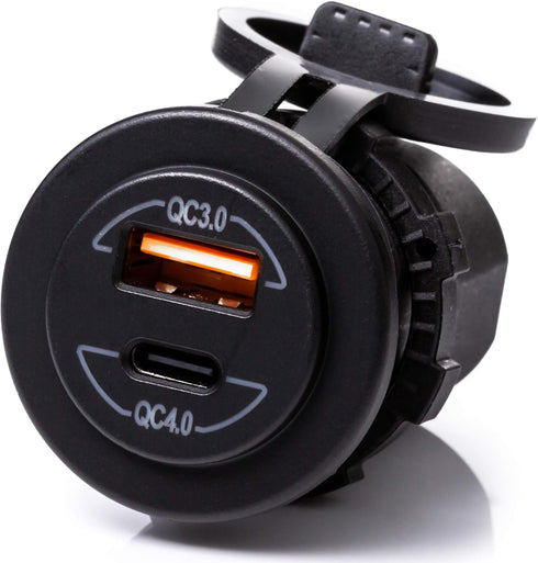 60W Socket Dual USB Type C PD 3.0 (60W) + USB A (36W) Fast Charger for Car, Boat, Marine & RVs
