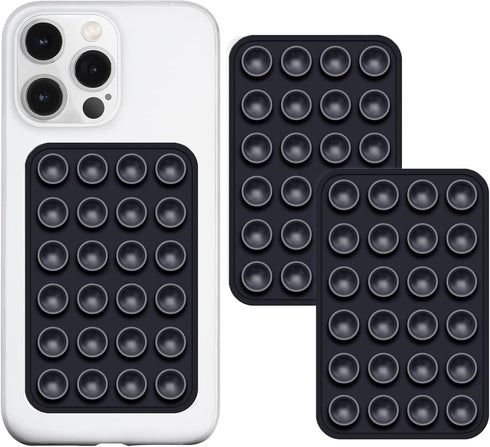 2 Pack Silicone Suction Phone Case Mount, Non Slip Sticky Phone Grip for CellPhone, Black