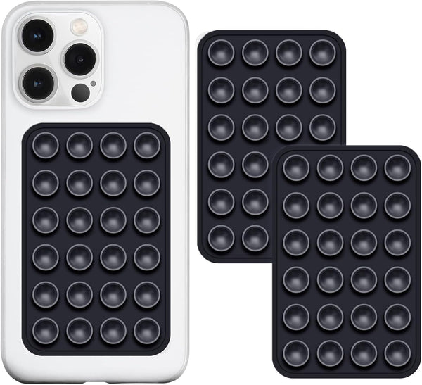 2 Pack Silicone Suction Phone Case Mount, Non Slip Sticky Phone Grip for CellPhone, Black