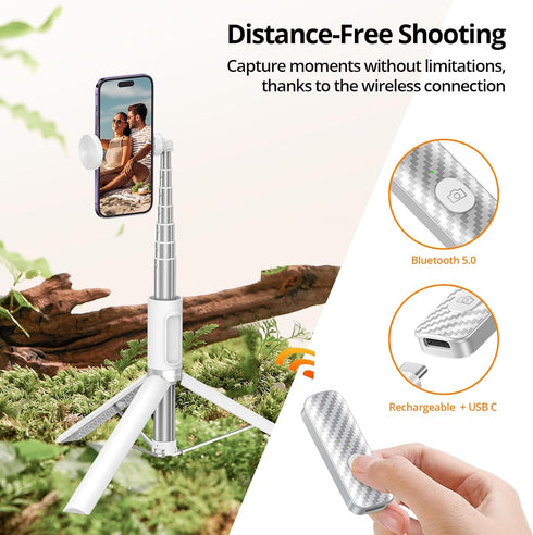 ATUMTEK 62" Selfie Stick Tripod, Extendable Aluminum Tripod with Bluetooth Remote for iPhone and Android