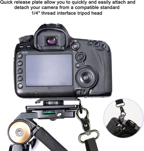 Quick Release Dual Camera Harness with Safety Tether, Adjustable Length for 2 Cameras, DSLR SLR Strap