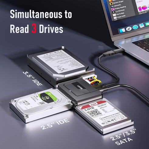 Unitek USB C to SATA IDE Adapter, External Hard Drive Converter Kit for 2.5/3.5 inch HDD/SSD, with USB A Connector