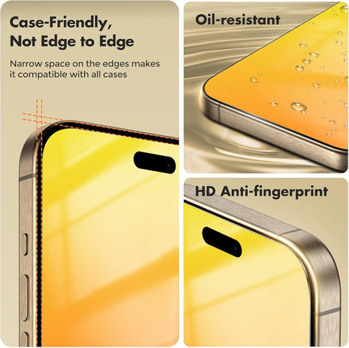 Privacy Screen Protector for iPhone 14 Pro and 15, Anti Spy Tempered Glass Full Coverage with Installation Frame