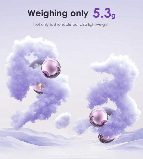 King Lucky Clip on Earbuds, Open Ear Wireless Bluetooth 5.4 Headphones with Mic, 50H Play, Waterproof, Sports (Purple)