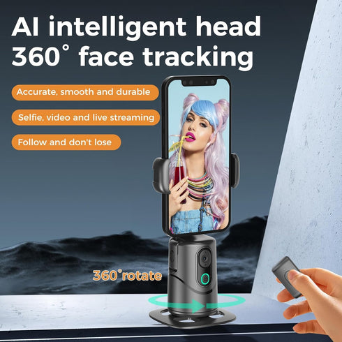 SYHsdzg Required,360 Auto Face Tracking Phone Holder,No App Rotation Phone Camera Stand with Remote and Gesture