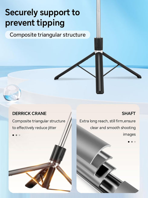 TINKSEN 68 inch 360 Retractable Selfie Stick Tripod for iPhone/Android, with Wireless Remote, Rotation, Black