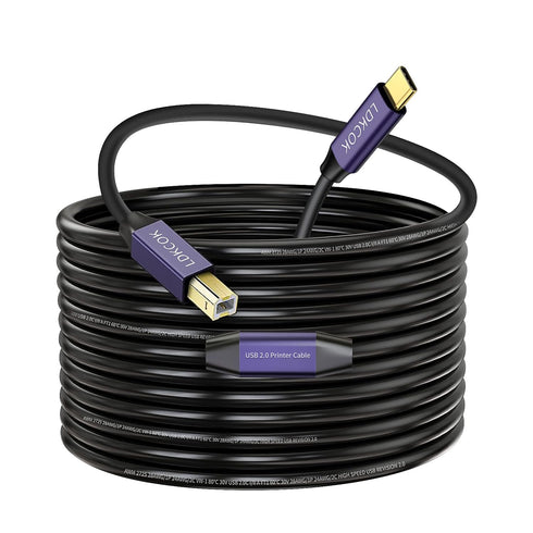 LDKCOK USB B to USB C Printer Cable 40FT, USB C MIDI Cable
