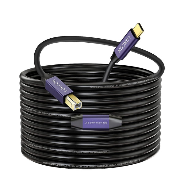 LDKCOK USB B to USB C Printer Cable 40FT, USB C MIDI Cable