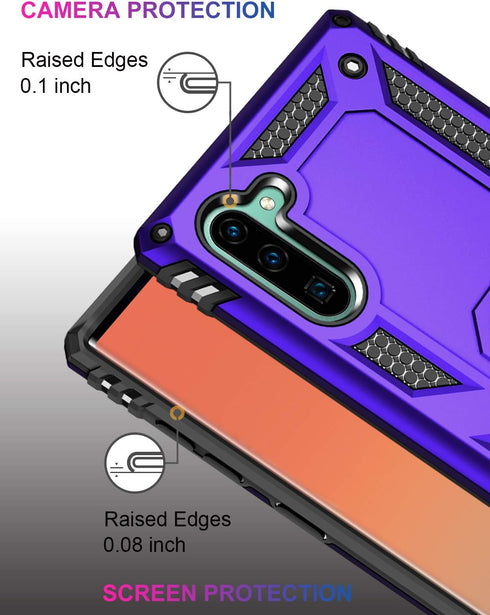 LUMARKE Galaxy Note 10+ Plus Case, Military Grade Heavy Duty Protective Cover with Magnetic Ring Kickstand, Purple