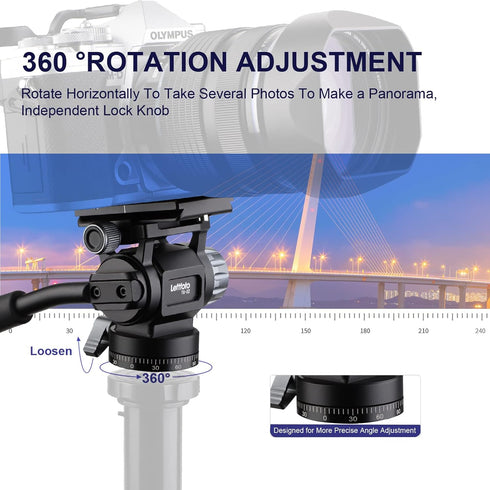 LEFTFOTO Mini Tripod Fluid Head with Pan Tilt Head, Arca Swiss Quick Release Plate for Camera Tripod and DSLR