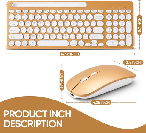 Guiheng 5.0 3.0 +2.4G) Wireless Keyboard and Mouse Combo with Phone Tablet Holder, Rechargeable Dual-Mode (Bluetooth