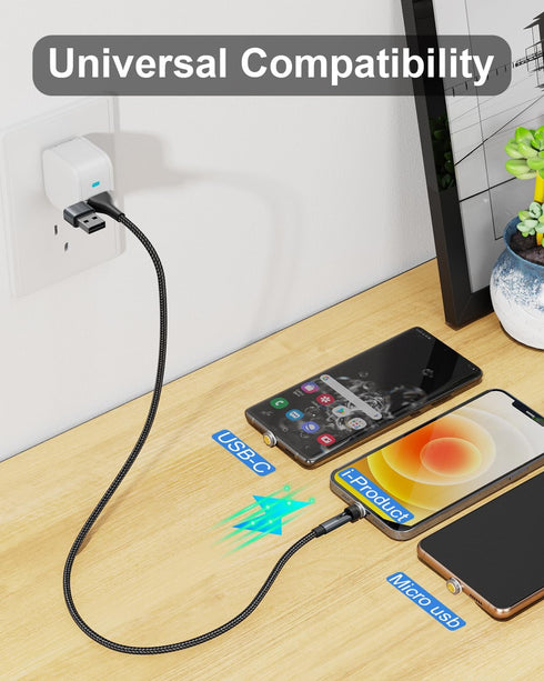 N. NETDOT Magnetic Charging Cable, 6in1 Gen12 (6.6ft/3 Pack Black) 18W Fast Charging Magnetic Phone Charger