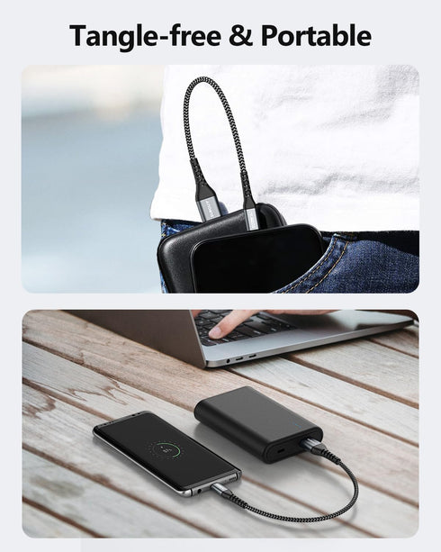 SUNGUY 6 inch Short USB C Cable 3Pack - 3A USB A to USB C Fast Charging Cable, Compatible with iPhone, Samsung