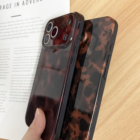 XQAGU 17 Cute Phone Case for iPhone Case Tortoise Shell Pattern Leopard Full Camera Protective Slim Shockproof Cool