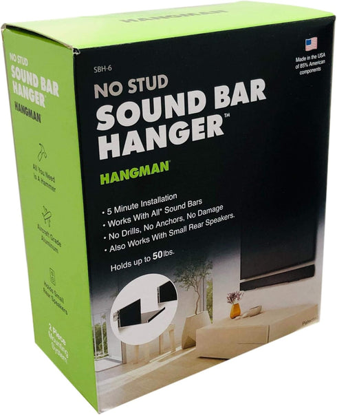Hangman SBH-6 No-Stud Soundbar Hanger , Black