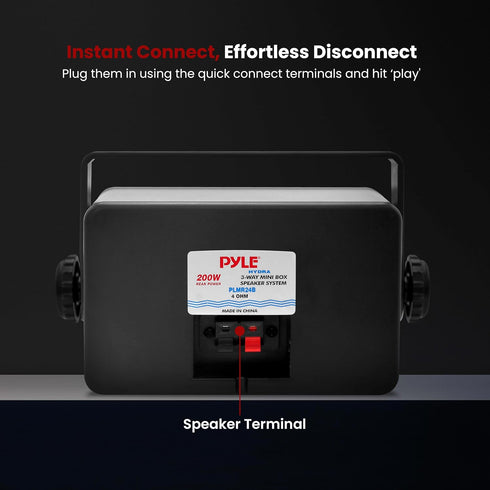 Pyle 3-way Mini Box Speaker System - 3.5 Inch, 200 Watt, Waterproof Marine Grade, Heavy Duty ABS Enclosure, Black