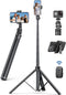 SelfieShow 75" Phone Tripod, Selfie Stick with Remote and Phone Holder, Extendable Tripod