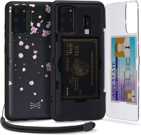TORU CX PRO Case for Galaxy S20 Plus, Slim Protective Cover with Card Holder, Hidden Wallet Flip Slot, Flowers
